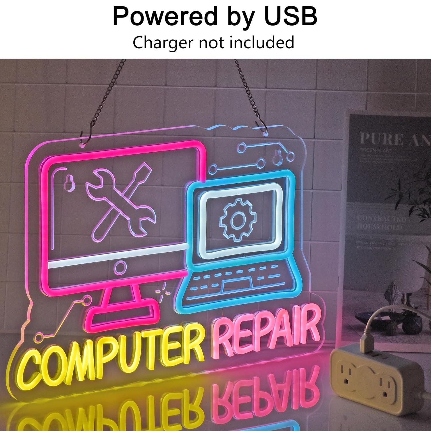 Computer Repair Neon Sign USB  - Electronics Repair Store recension och pris