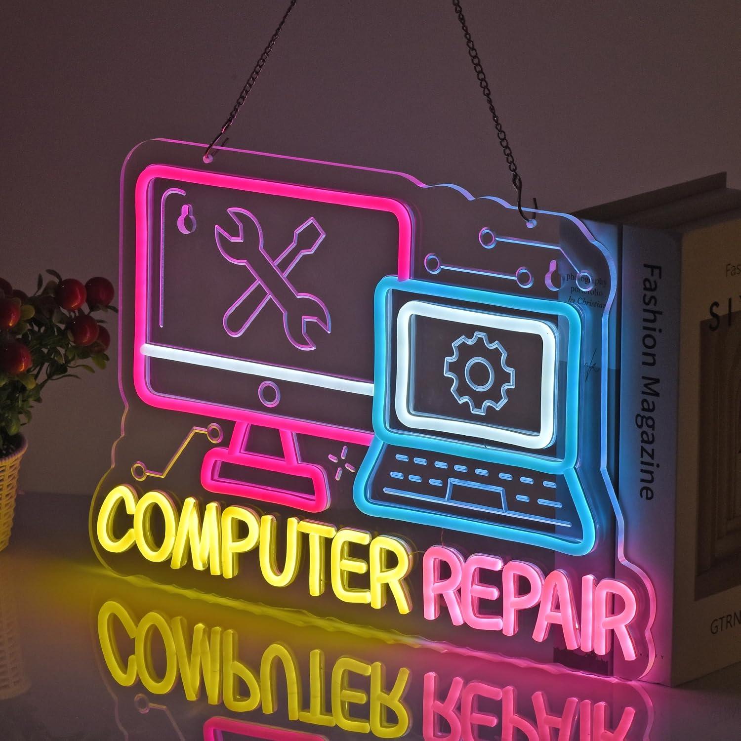 Computer Repair Neon Sign USB  - Electronics Repair Store recension och pris